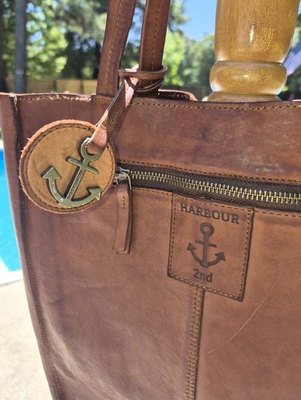 Brown Harbour 2nd Leather Bag featuring A Anchor logo embossed on the Front - Picture 3 of 9